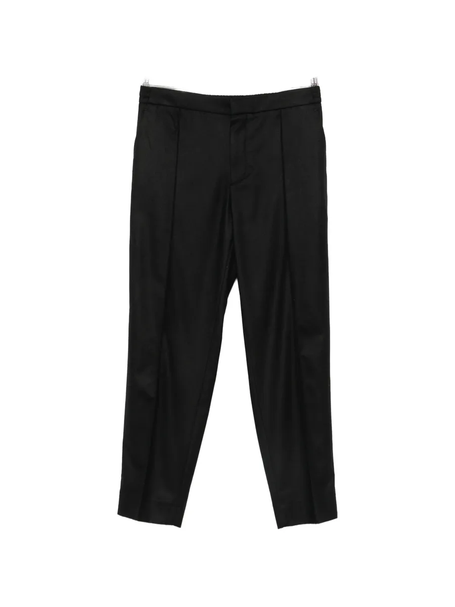 elasticated-waistband pressed-crease trousers 1