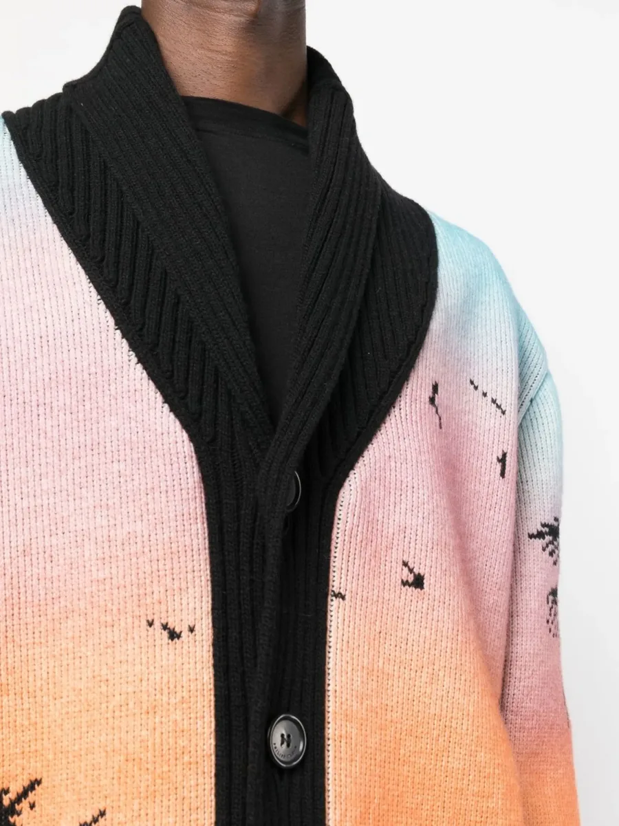 Hawaii-print button-up cardigan 10