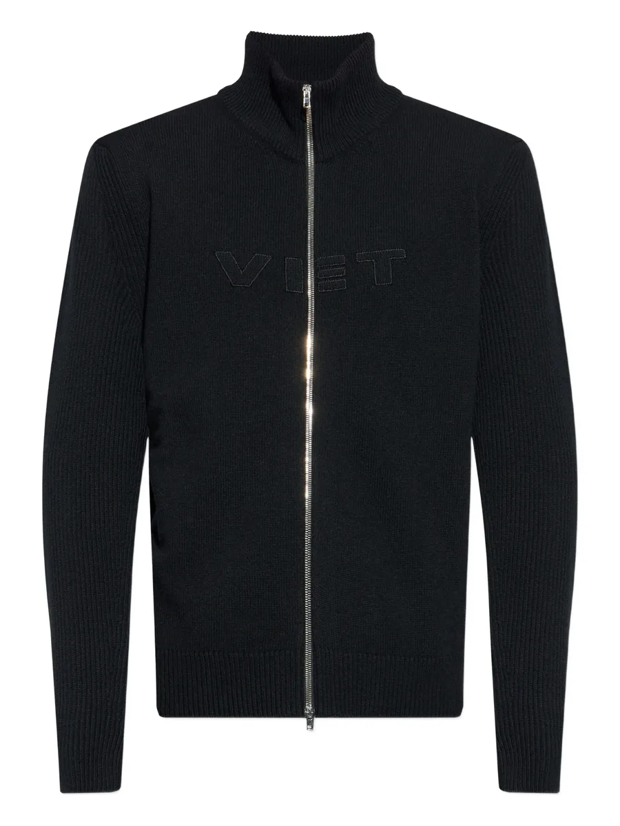 ribbed zip-up cardigan 1