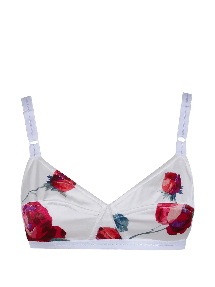floral-print satin bra 1