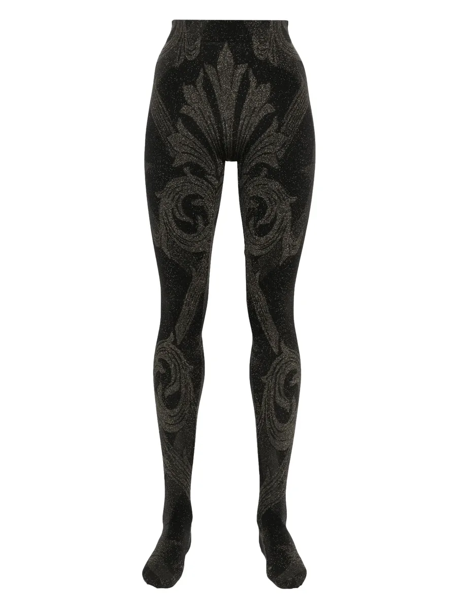 x ETRO metallic-threading jacquard tights 1
