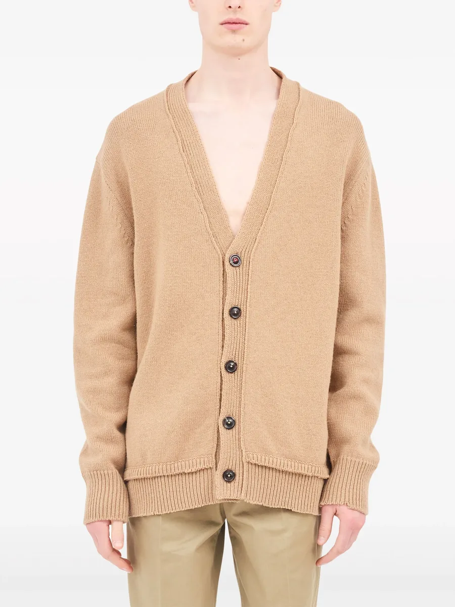 V-neck elbow-patch cardigan 4