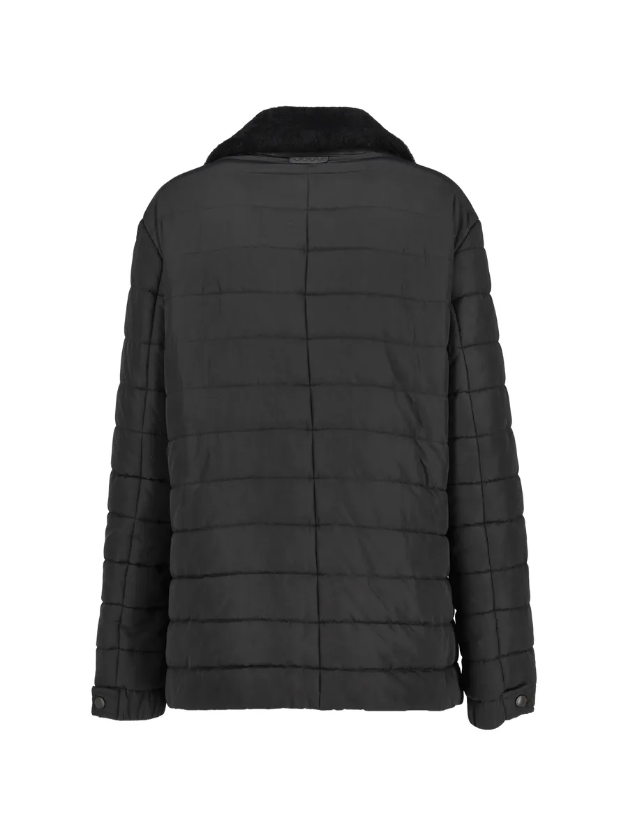 collared quilted-sleeve coat 3