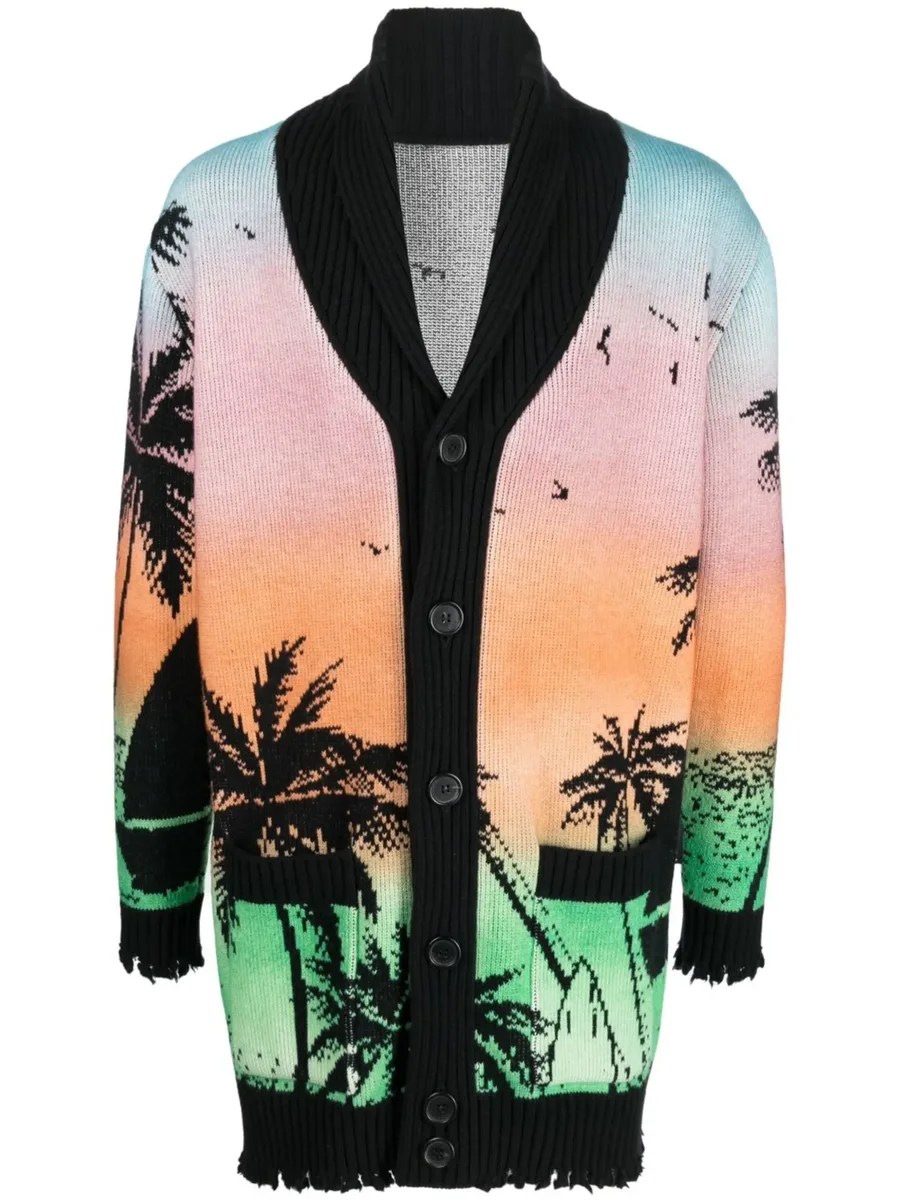 Hawaii-print button-up cardigan 1