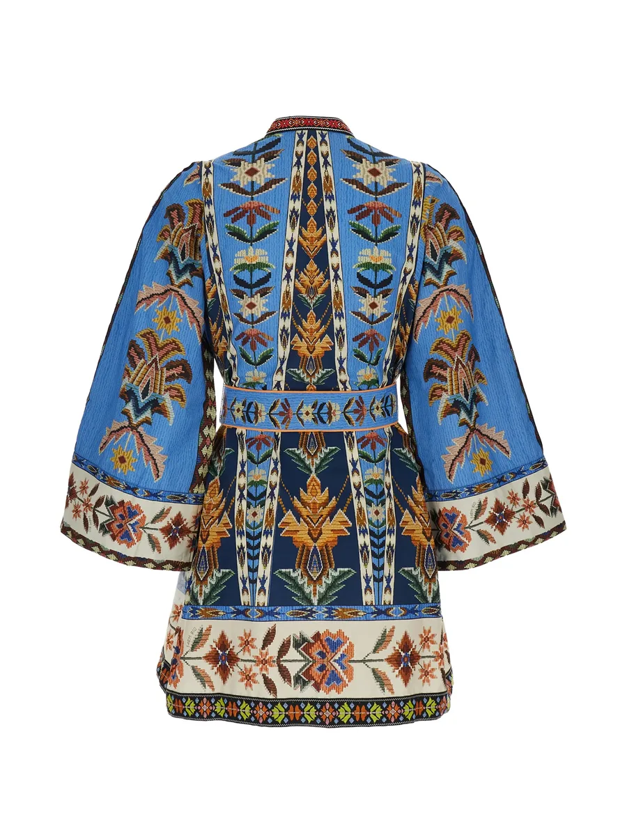 Embroidered Tapestry V-neck mini dress 4
