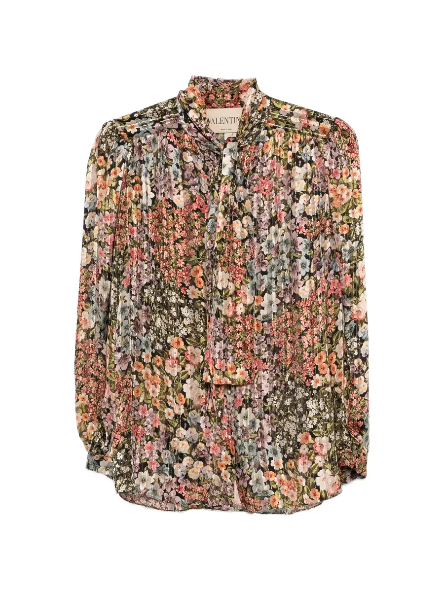 рубашка с бантом и цветочным принтом 2