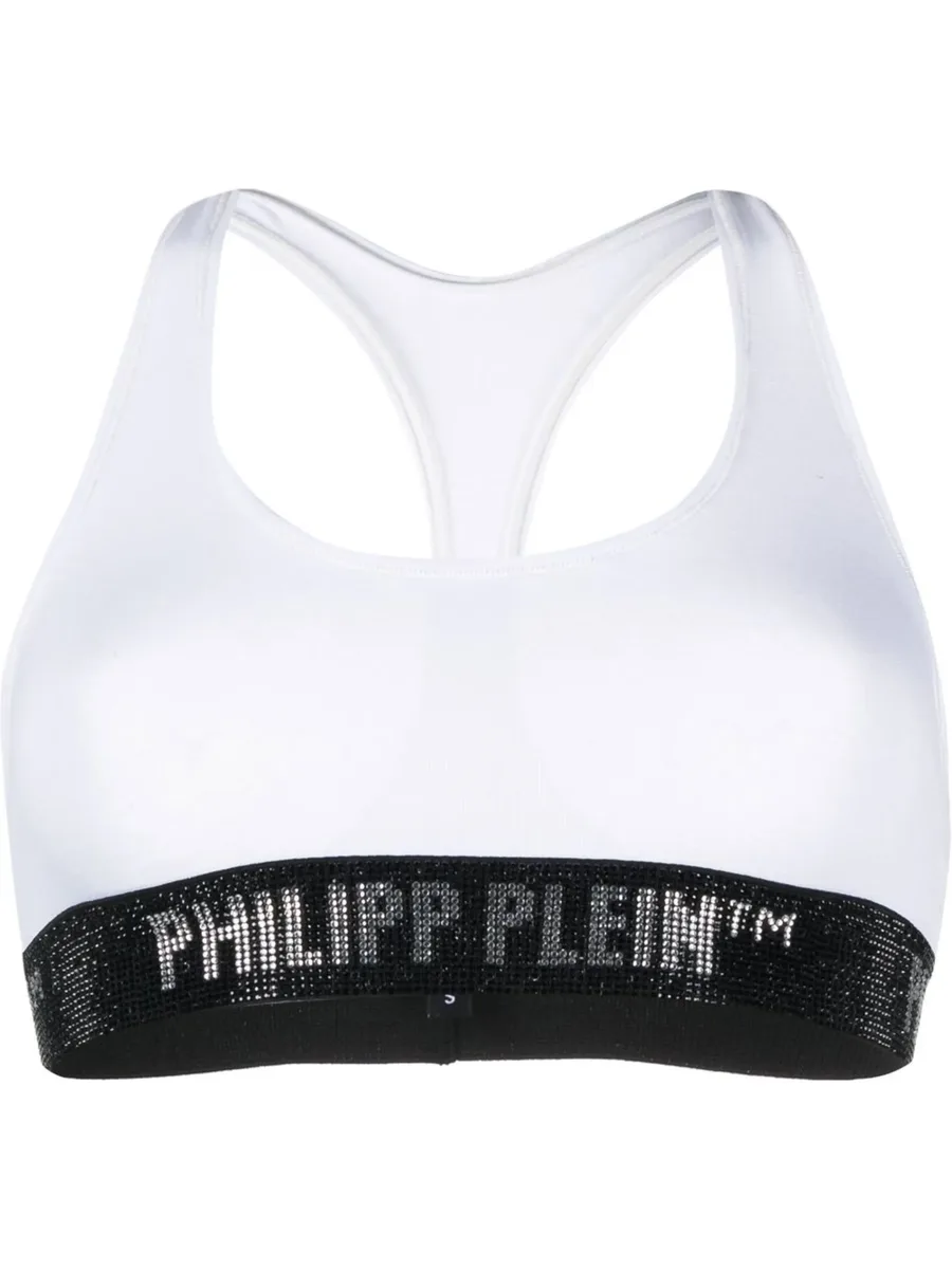 logo-embellished cotton sports bra 1