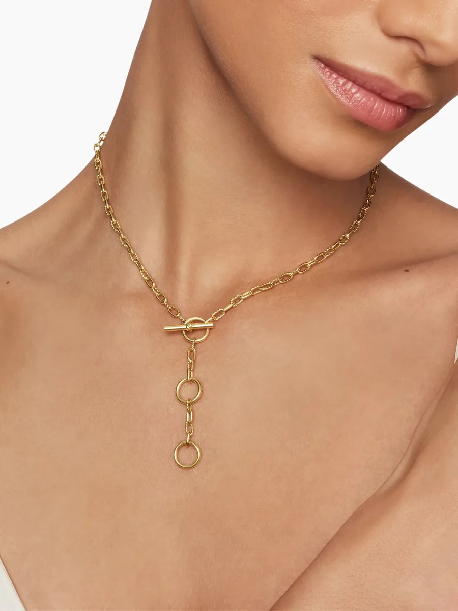 колье DY Madison Three Ring из желтого золота (3 мм) 11