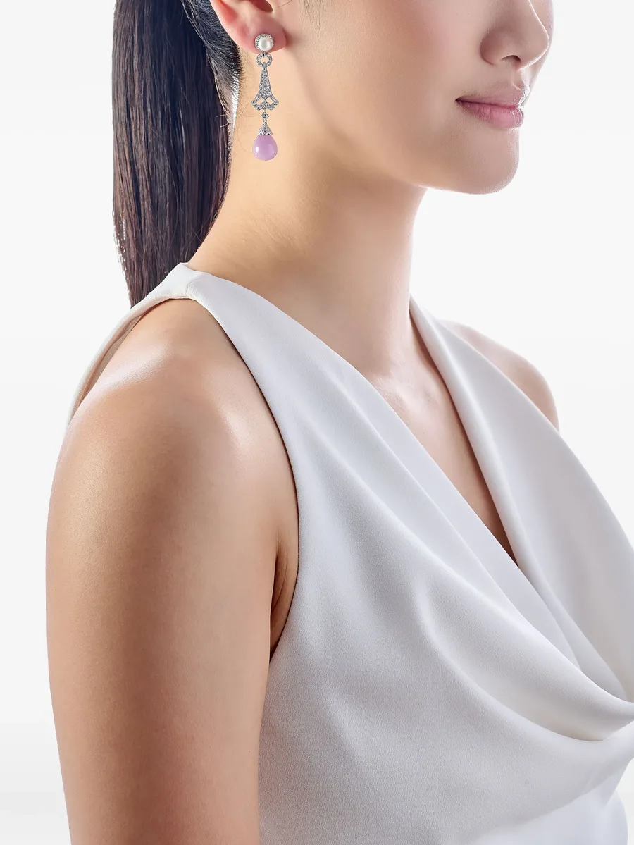 14K white gold and rhodium vermeil Moderne multi-stone earrings 3
