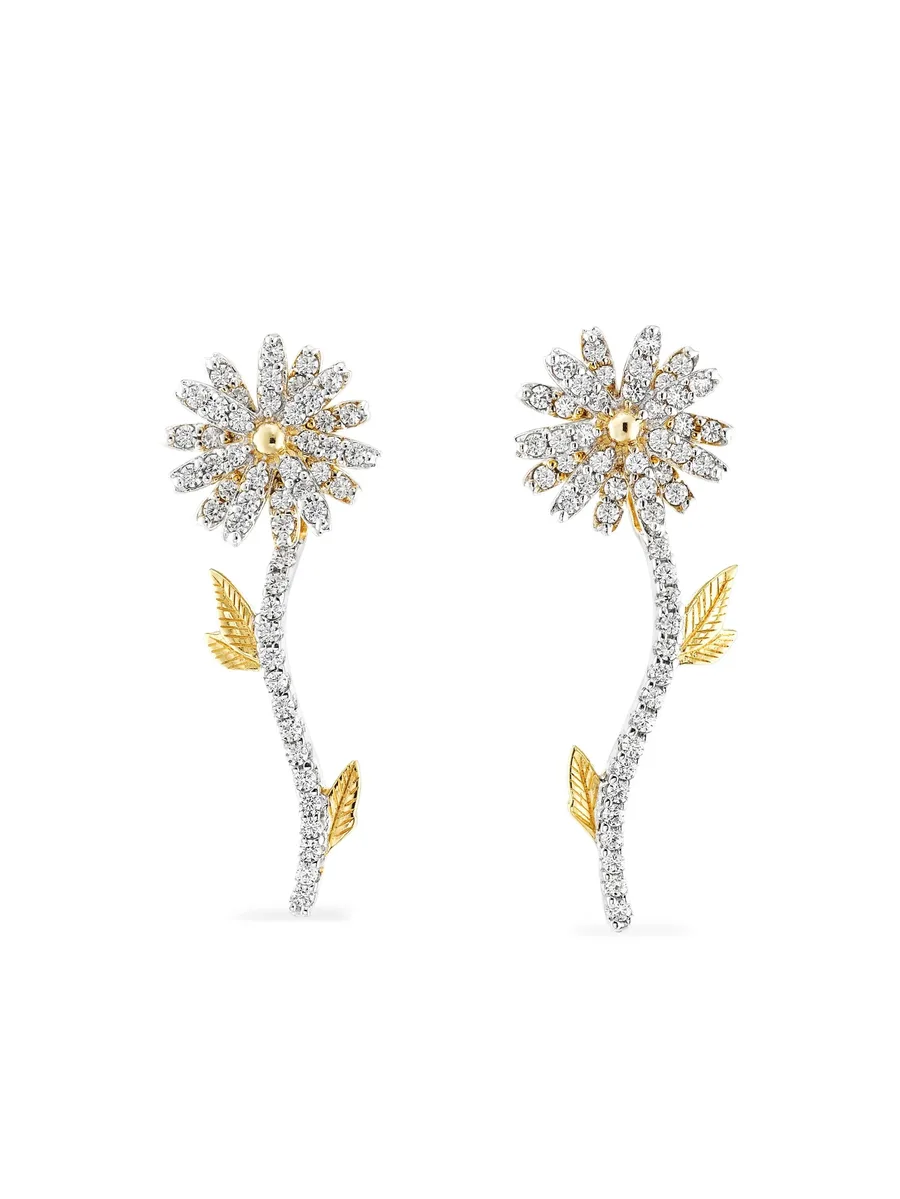 позолоченные серьги Mini Daisy с бриллиантами 2
