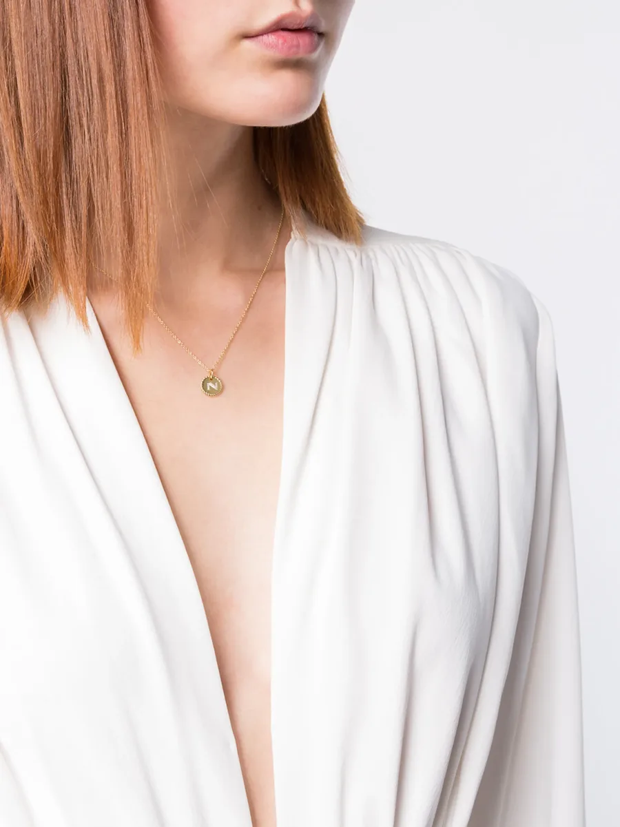 18kt yellow gold Cable Collectibles diamond N initial pendant necklace 3