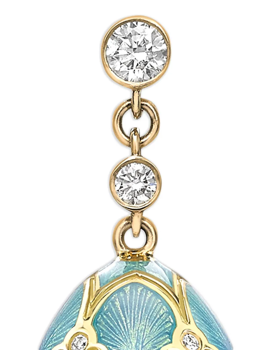 серьги-подвески Heritage Egg из желтого золота с бриллиантами и жемчугом 3