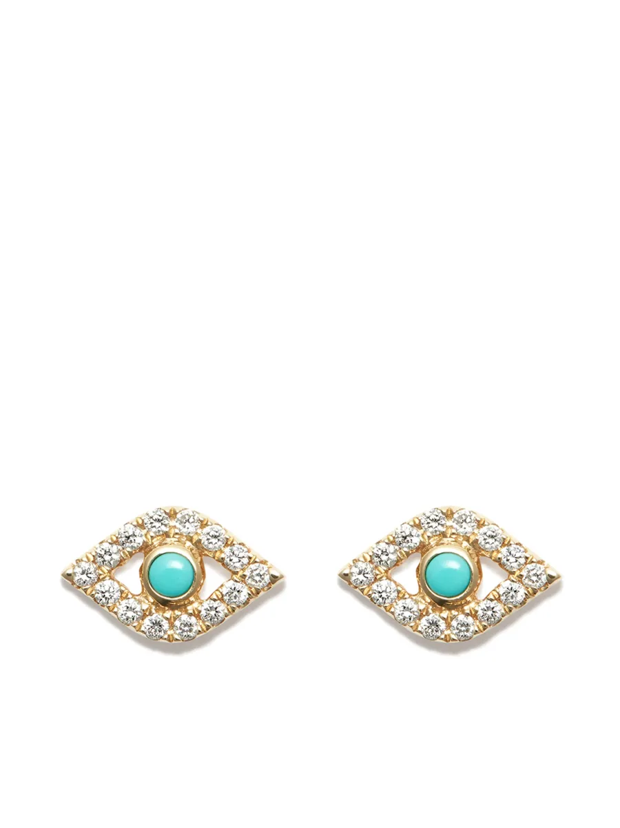 серьга-гвоздик Evil Eye из желтого золота 1