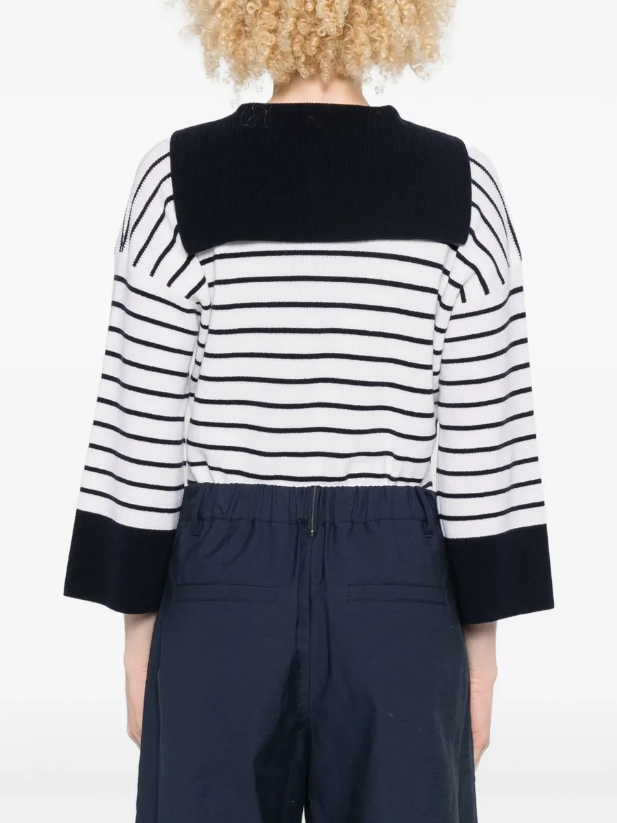 striped V-neck sweater 7
