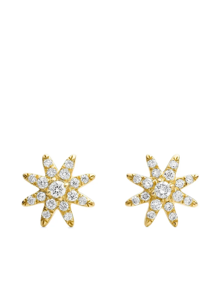 серьги-гвоздики Petite Starburst из желтого золота с бриллиантами (7.5 мм) 1