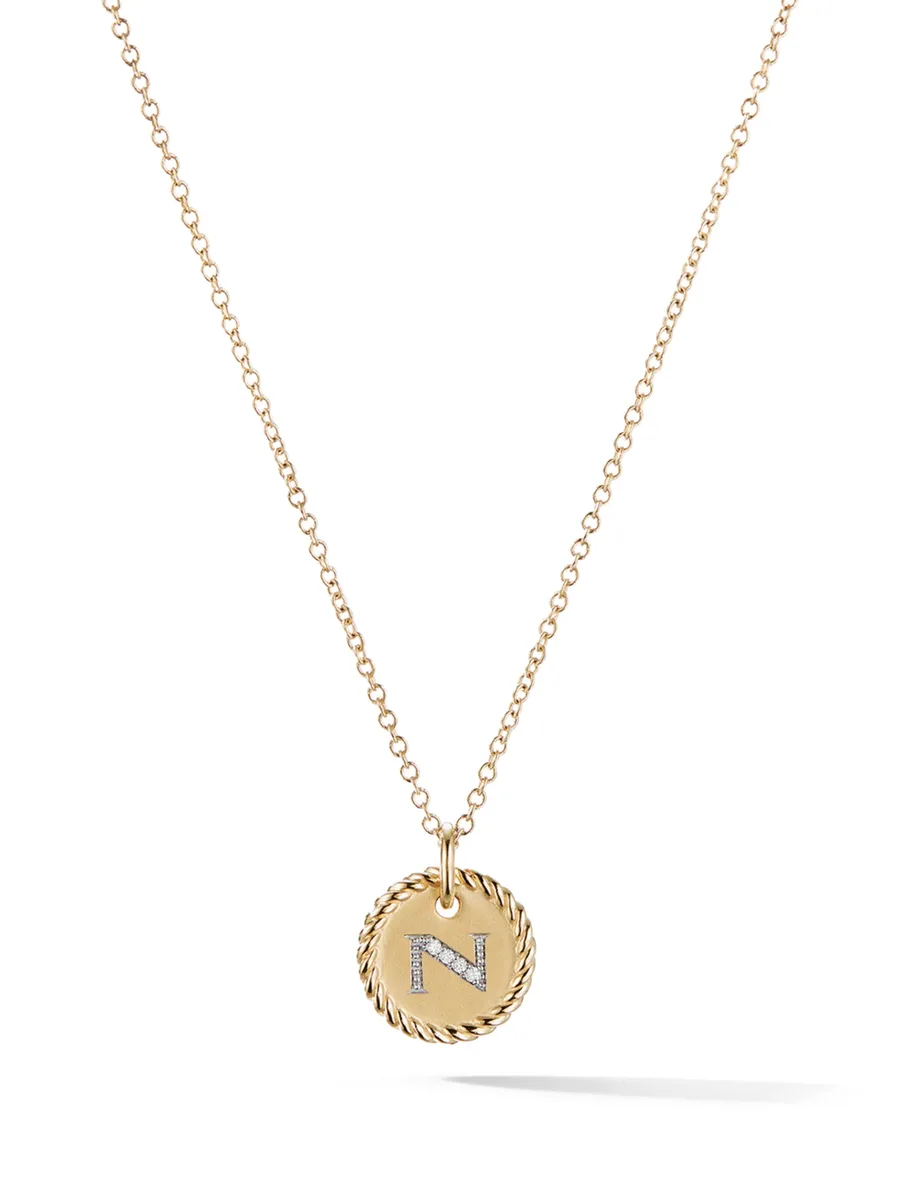 18kt yellow gold Cable Collectibles diamond N initial pendant necklace 1
