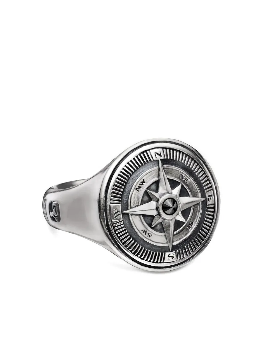 серебряный перстень Maritime Compass с бриллиантами 1