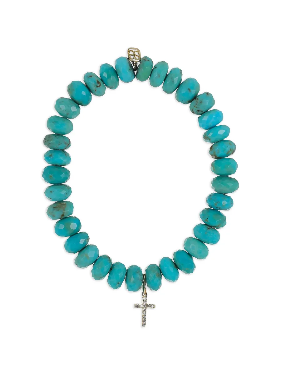 браслет Cross Charm с бриллиантами и бирюзой 1