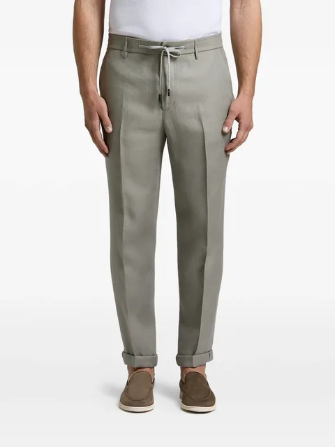 linen straight-leg trousers