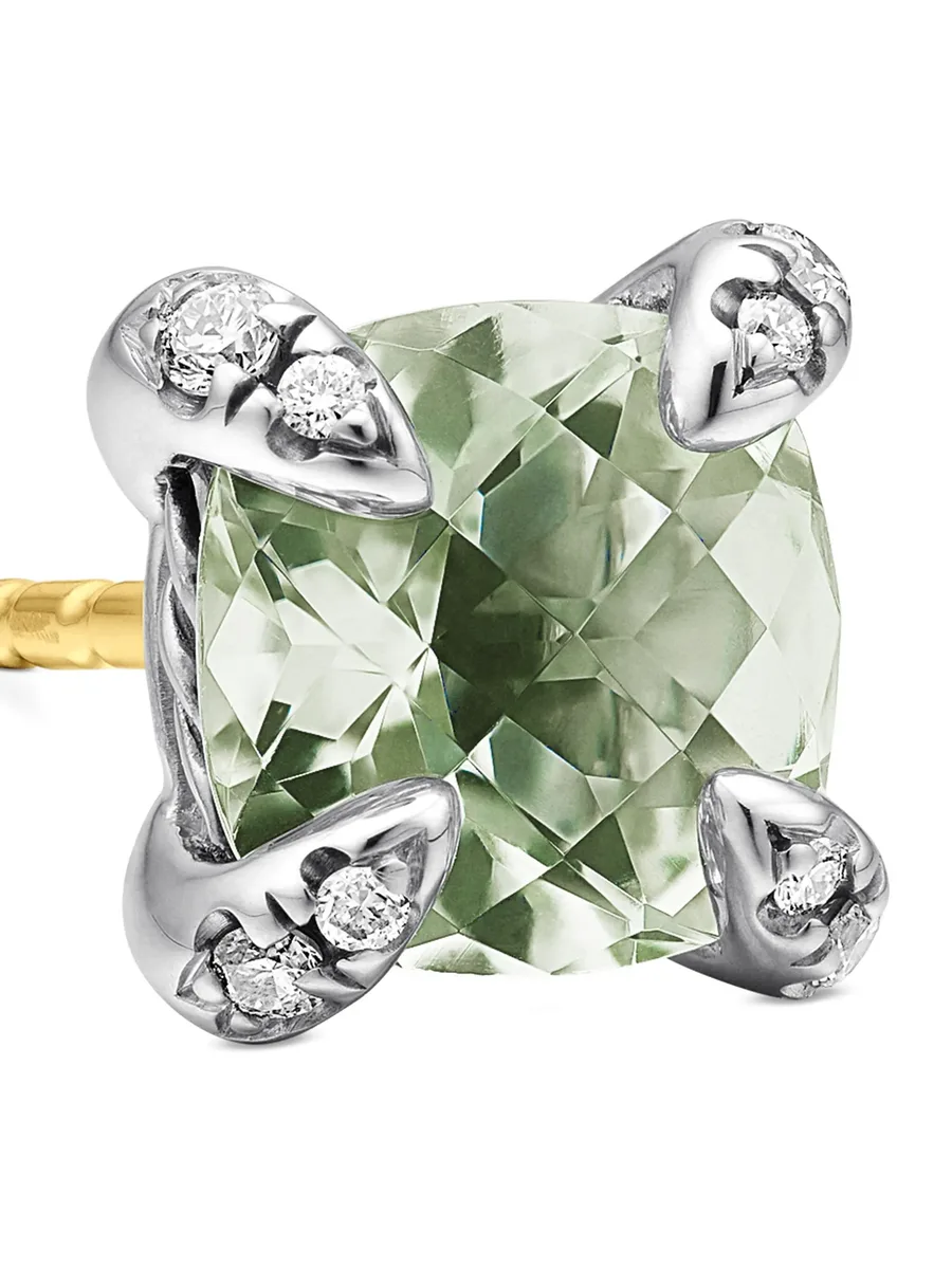 серебряные серьги Petite Chatelaine с празиолитом и бриллиантами (6 мм) 9
