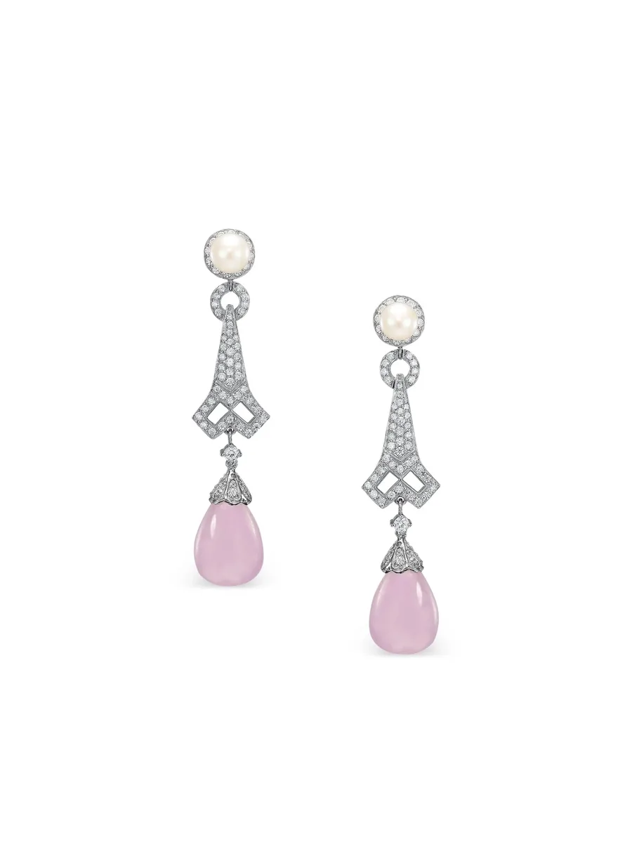 14K white gold and rhodium vermeil Moderne multi-stone earrings 1