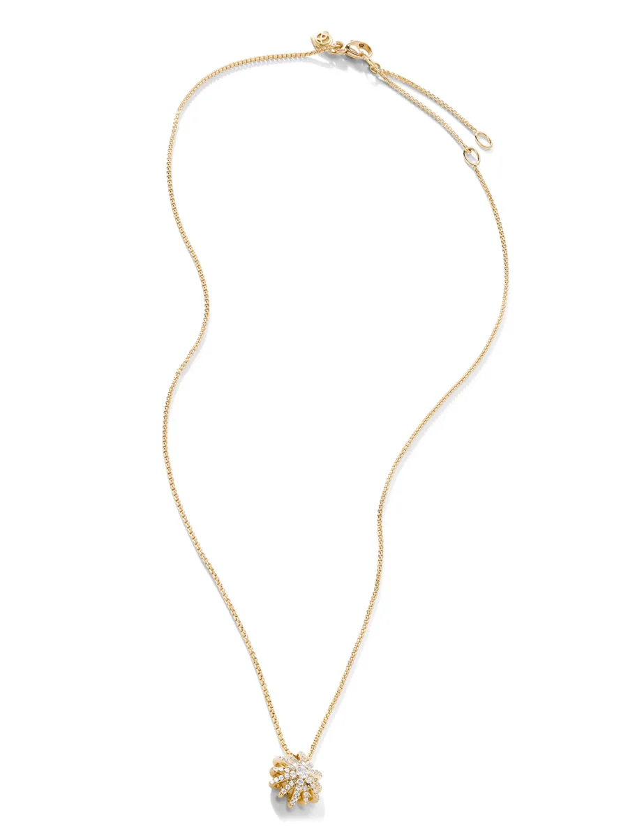 11mm 18kt yellow gold Starburst pave diamond pendant necklace 1