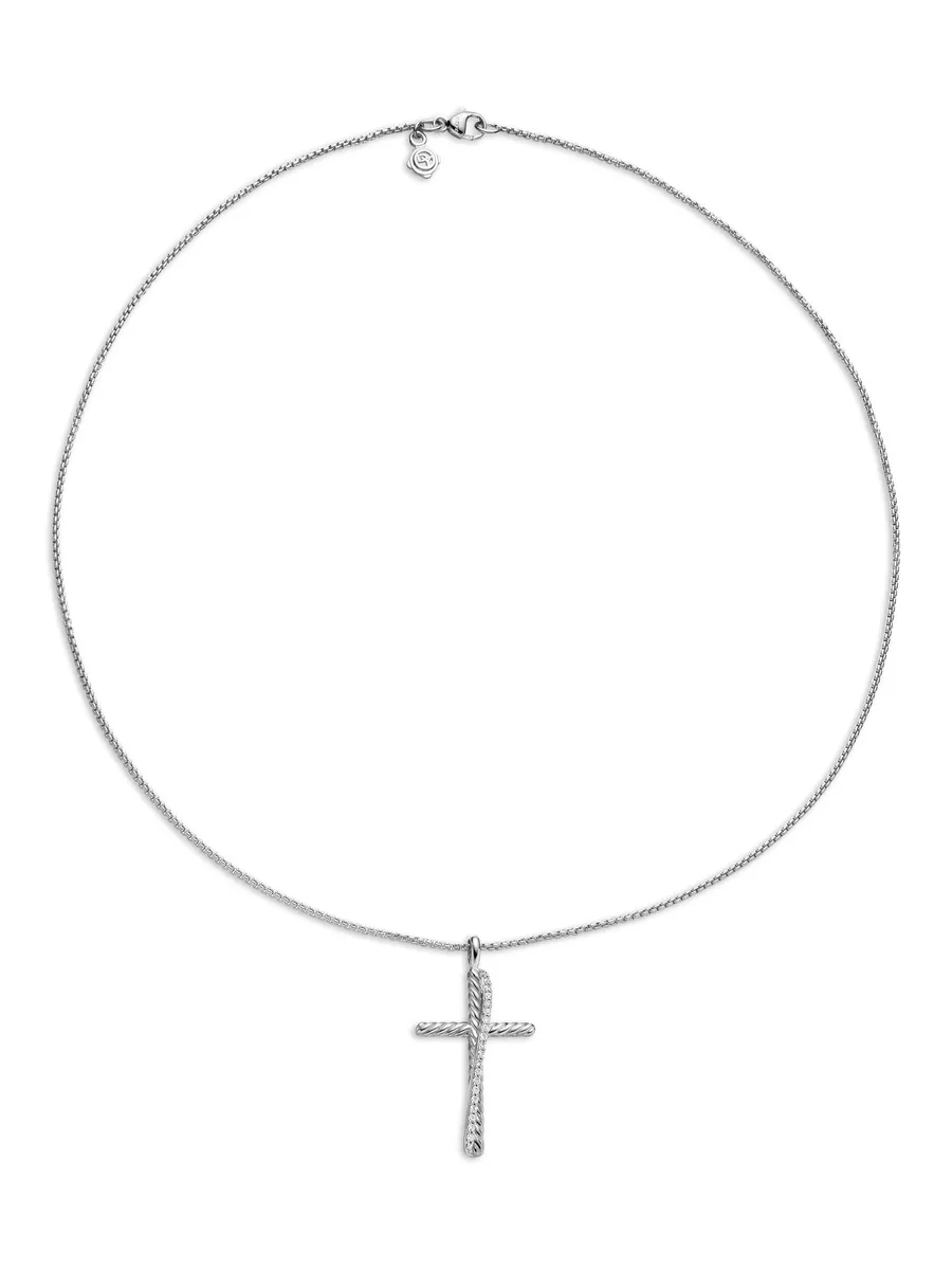 серебряное колье Crossover Cross с бриллиантами (35.6 мм) 3