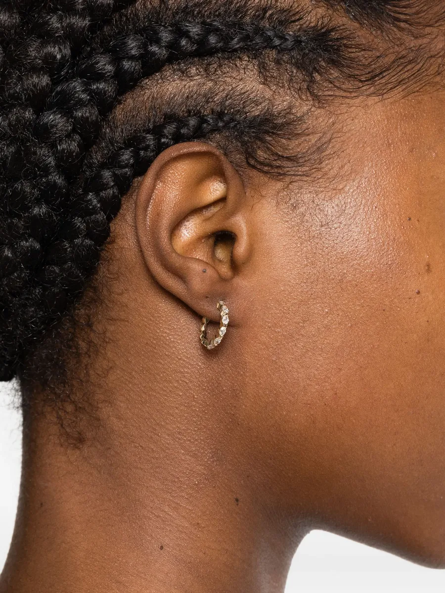14CT yellow gold diamond mini hoop earrings 3