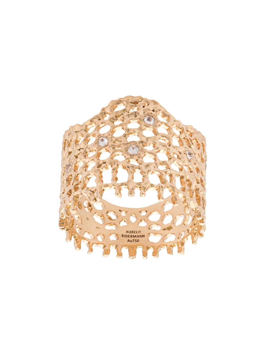 18kt yellow gold & diamond lace ring 1
