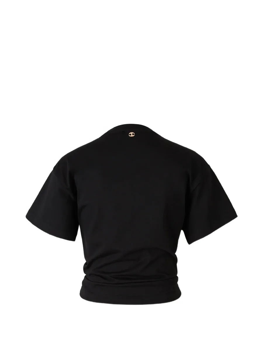 T-shirt in black cotton with signature piercing detail 2