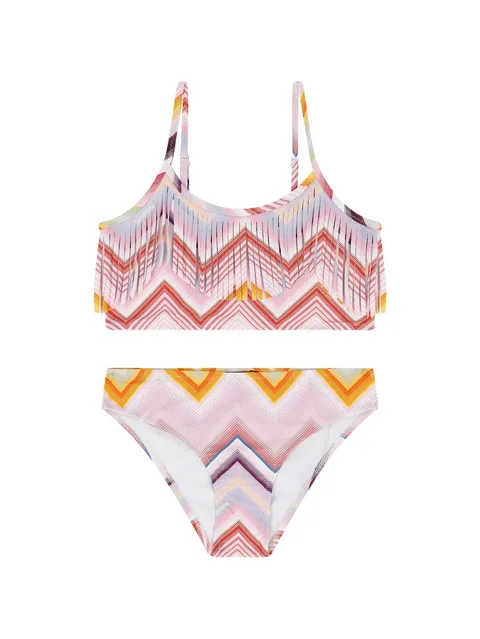 zigzag-print fringed bikini