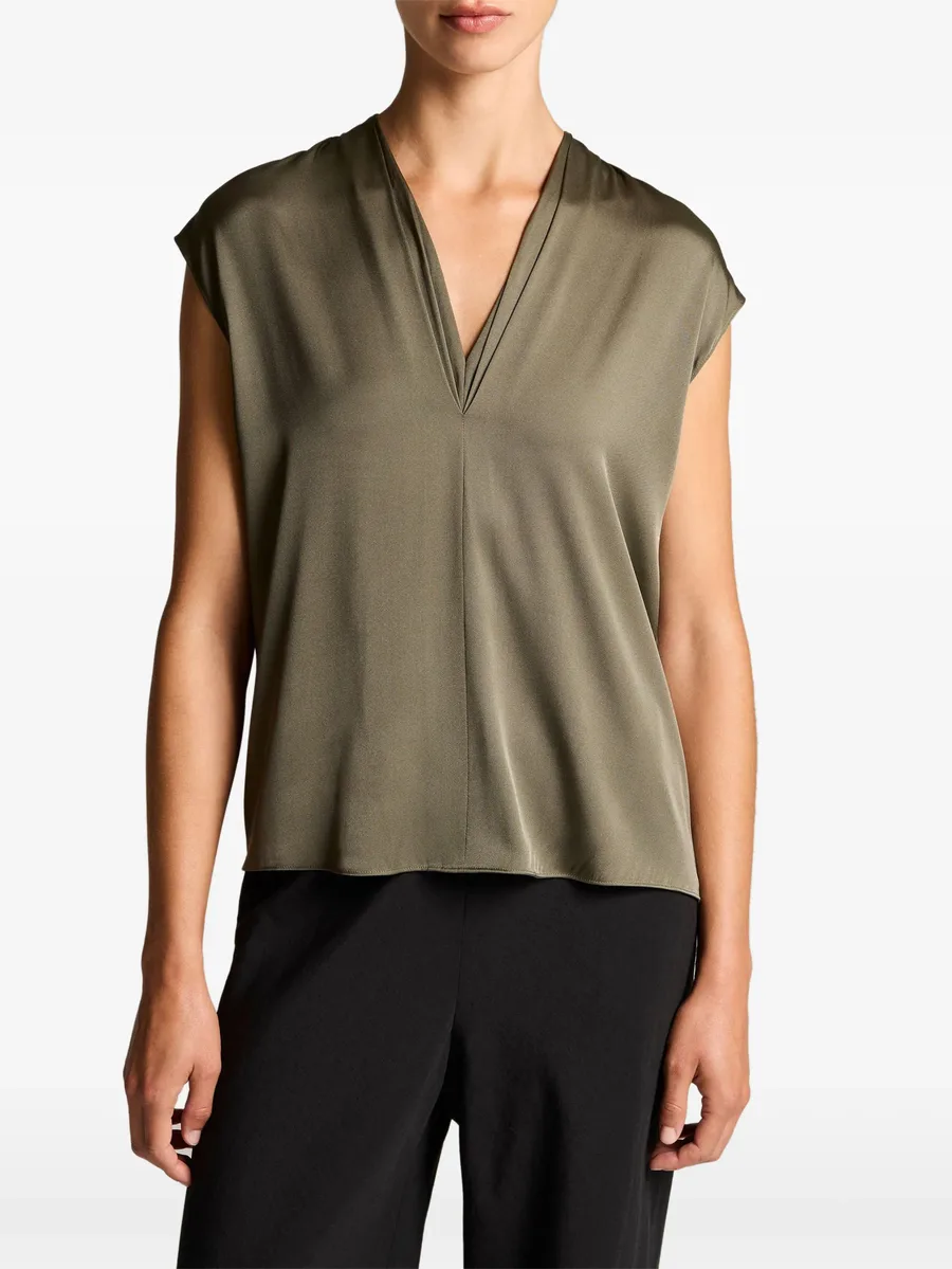 pleated V-neck top 1