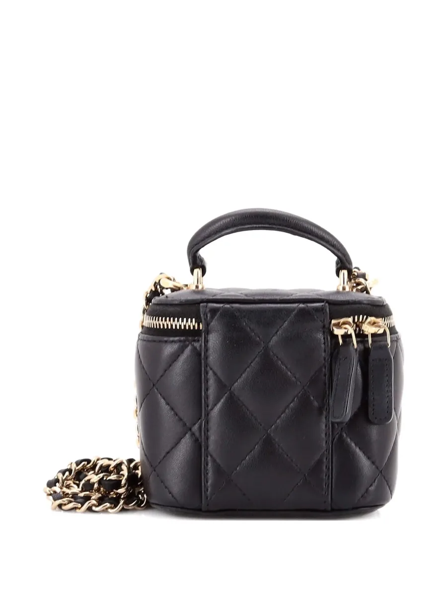 стеганая мини-сумка через плечо Classic Top Handle Vanity Case с цепочкой 3