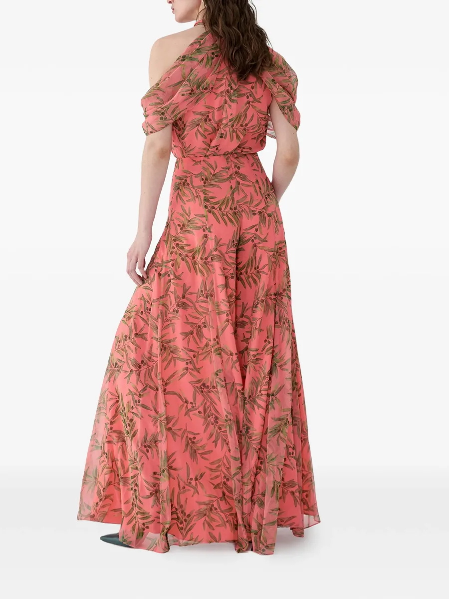 olive branch-print halterneck top 5