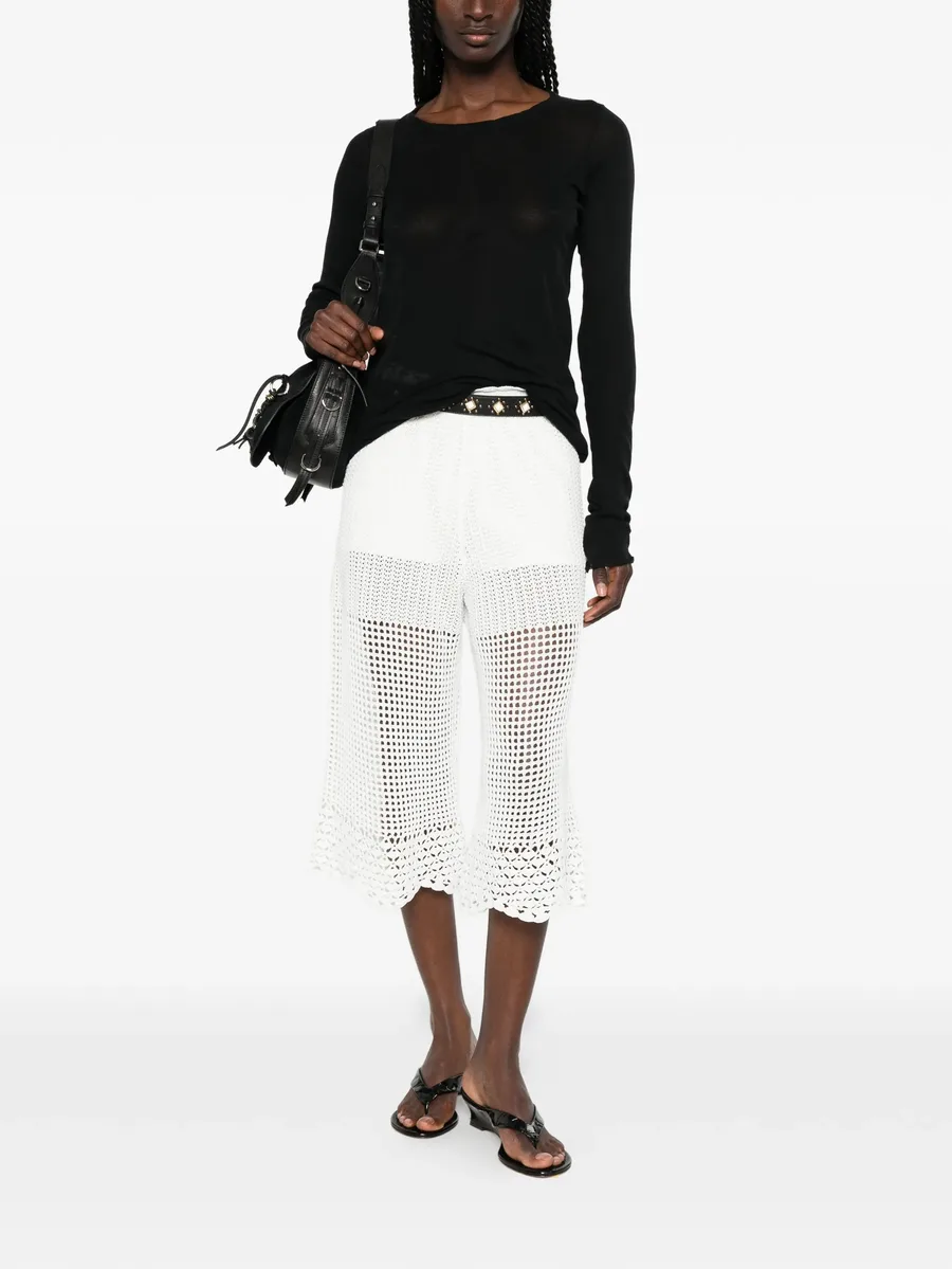 crochet-knit scalloped-hem trousers 3