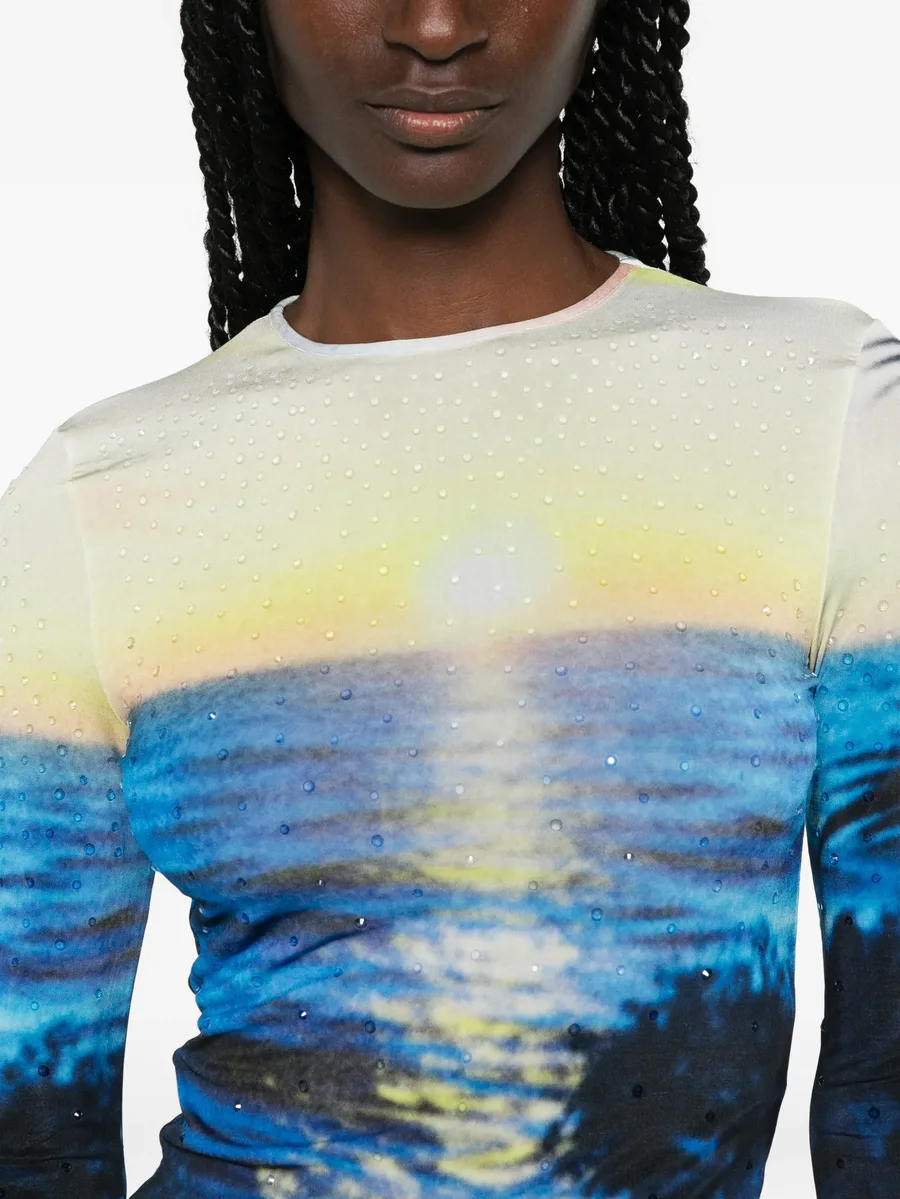 crystal-embellished sunset-print T-shirt 10