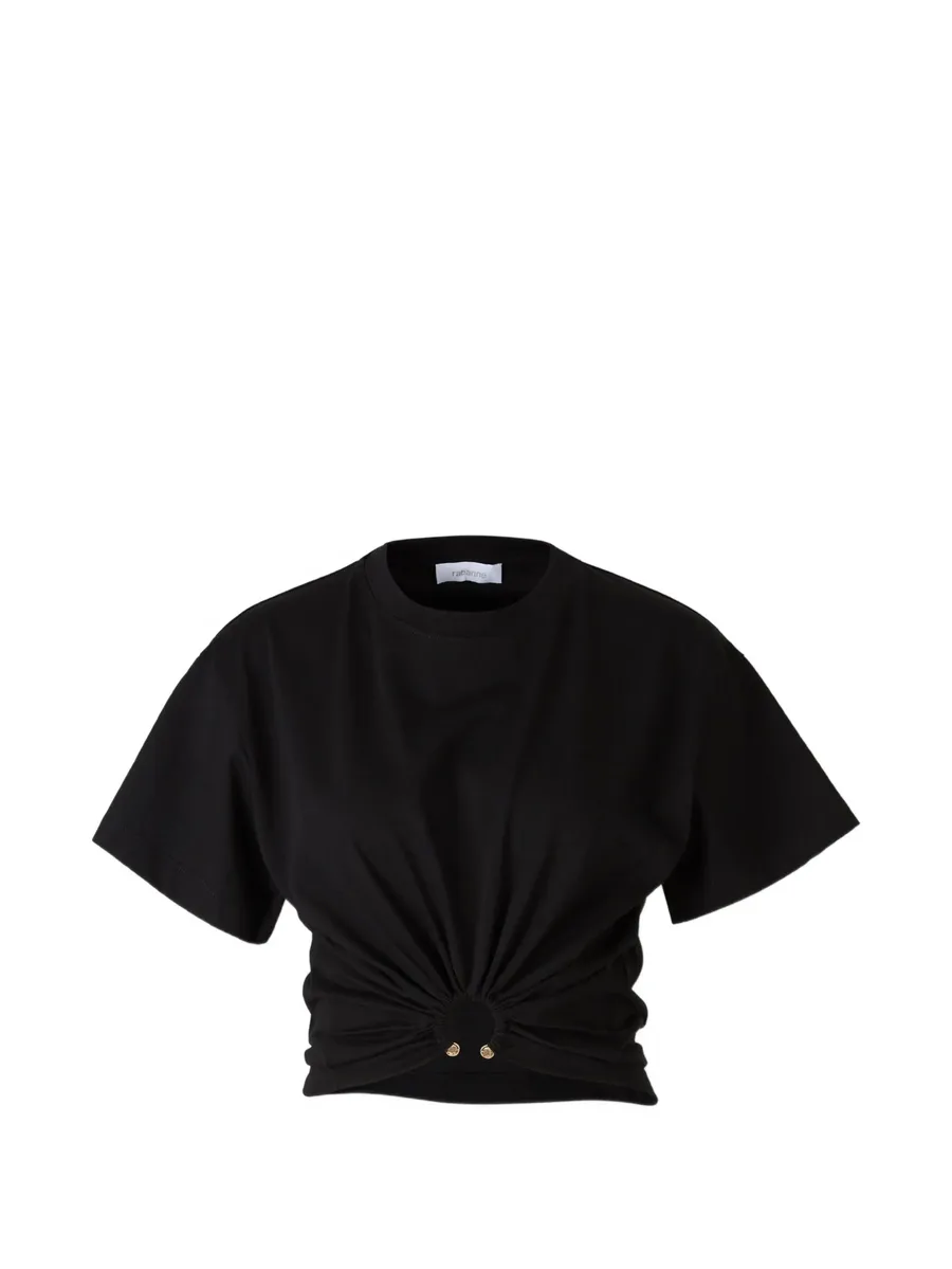 T-shirt in black cotton with signature piercing detail 1