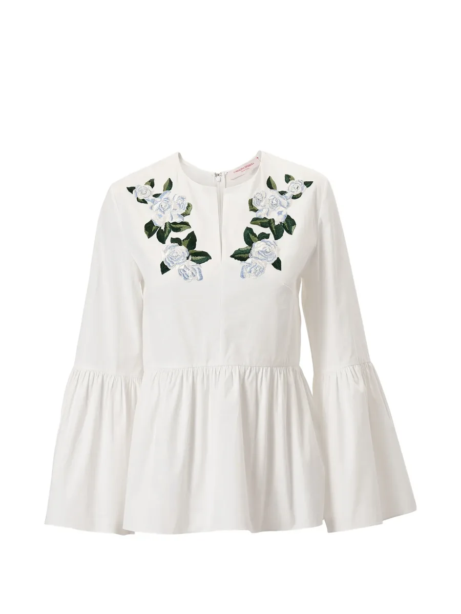 floral-embroidered bell sleeve top 1