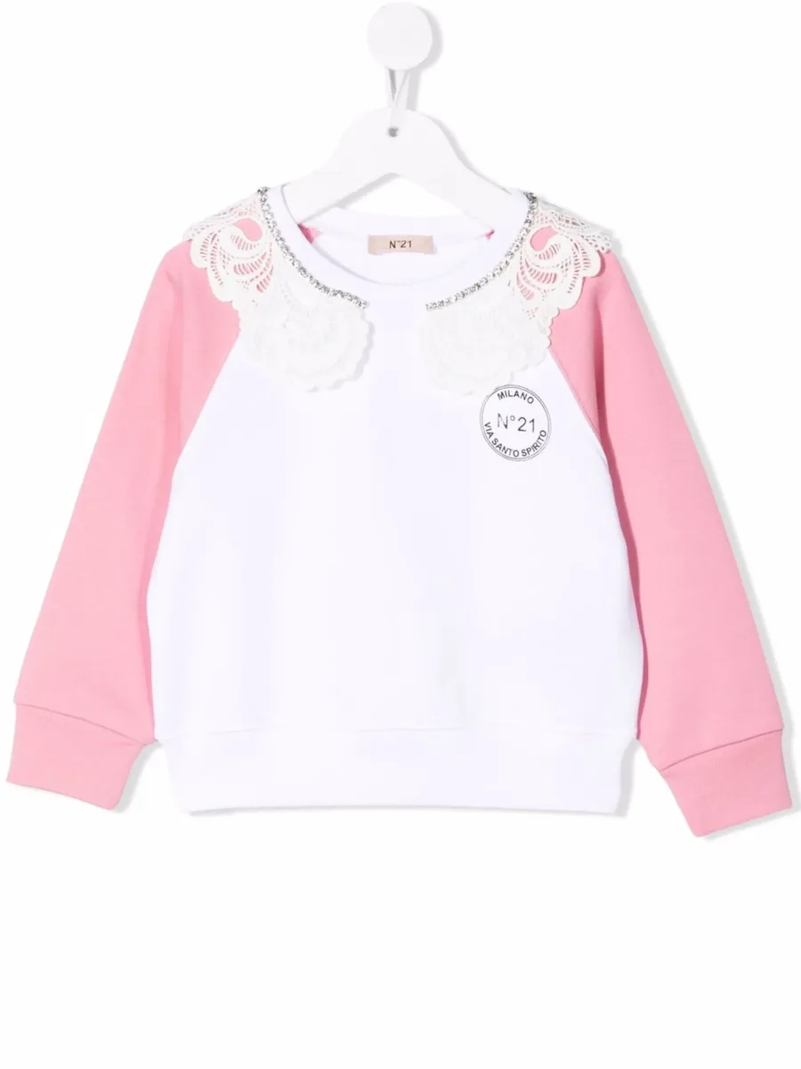 lace-trim sweatshirt 2