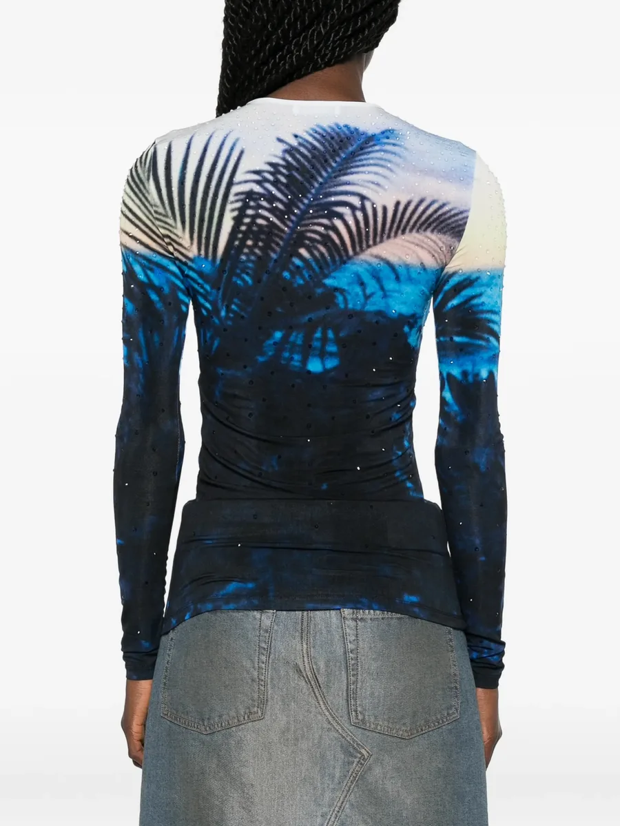 crystal-embellished sunset-print T-shirt 7