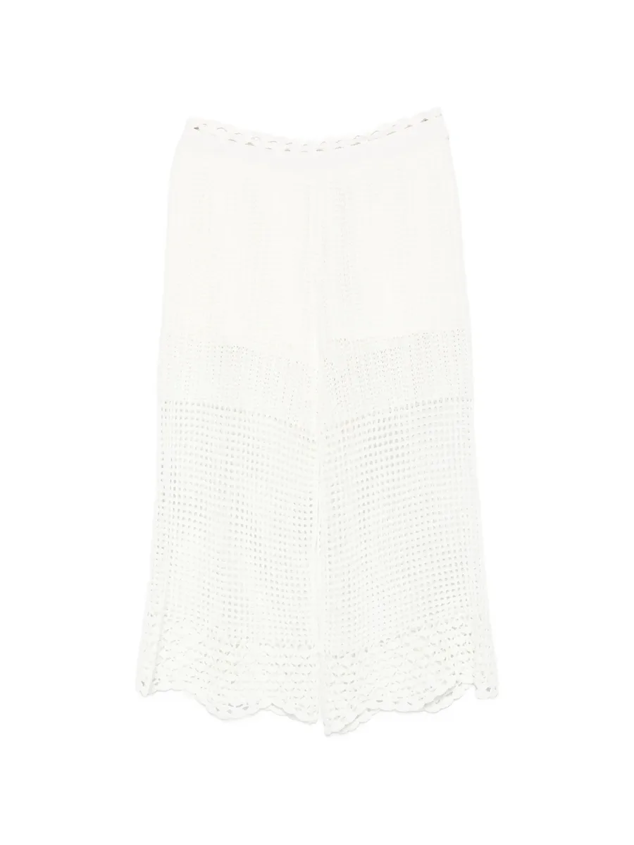 crochet-knit scalloped-hem trousers 1
