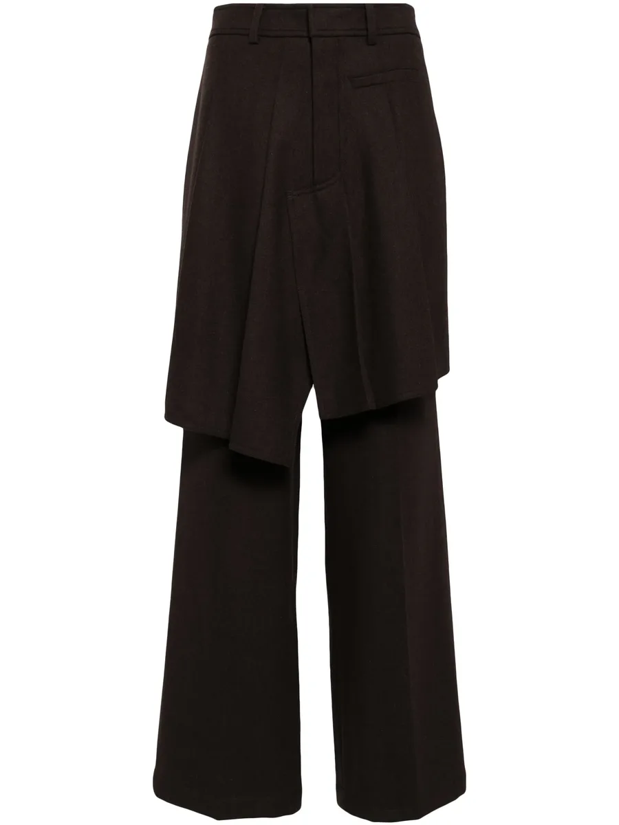 asymmetric pleats detailed straight pants 1