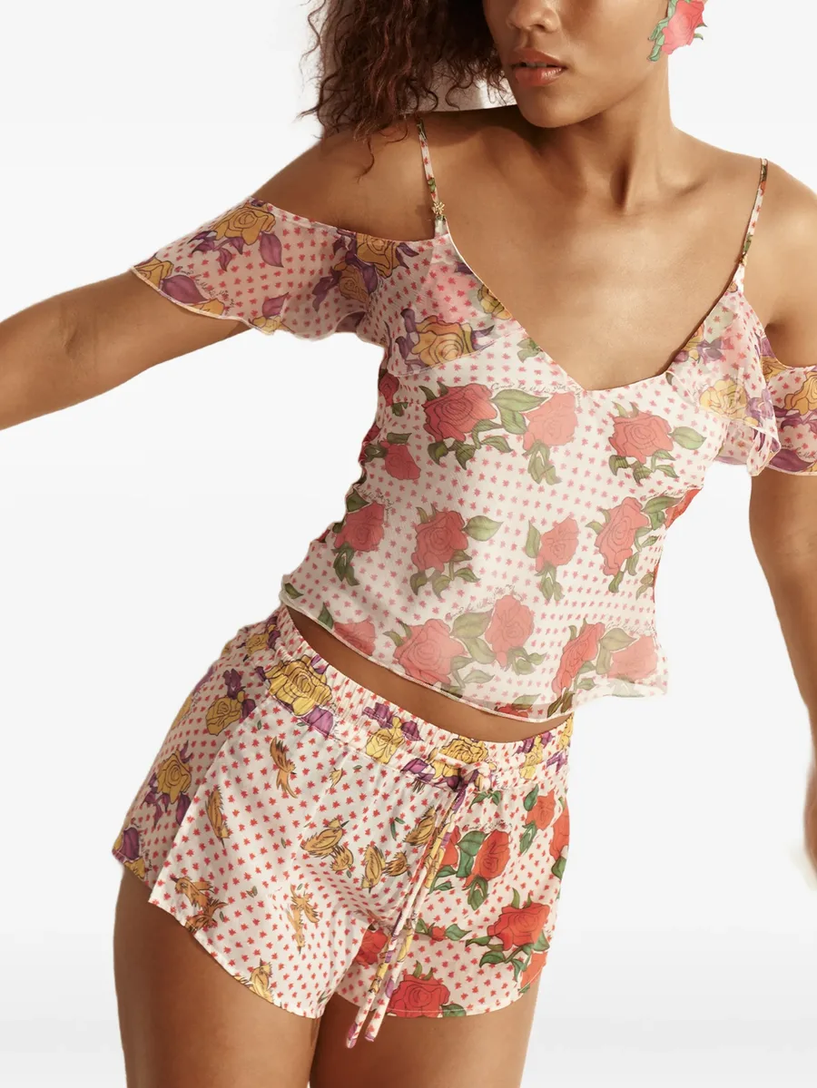 Pajaritos floral-print ruffled camisole top 9