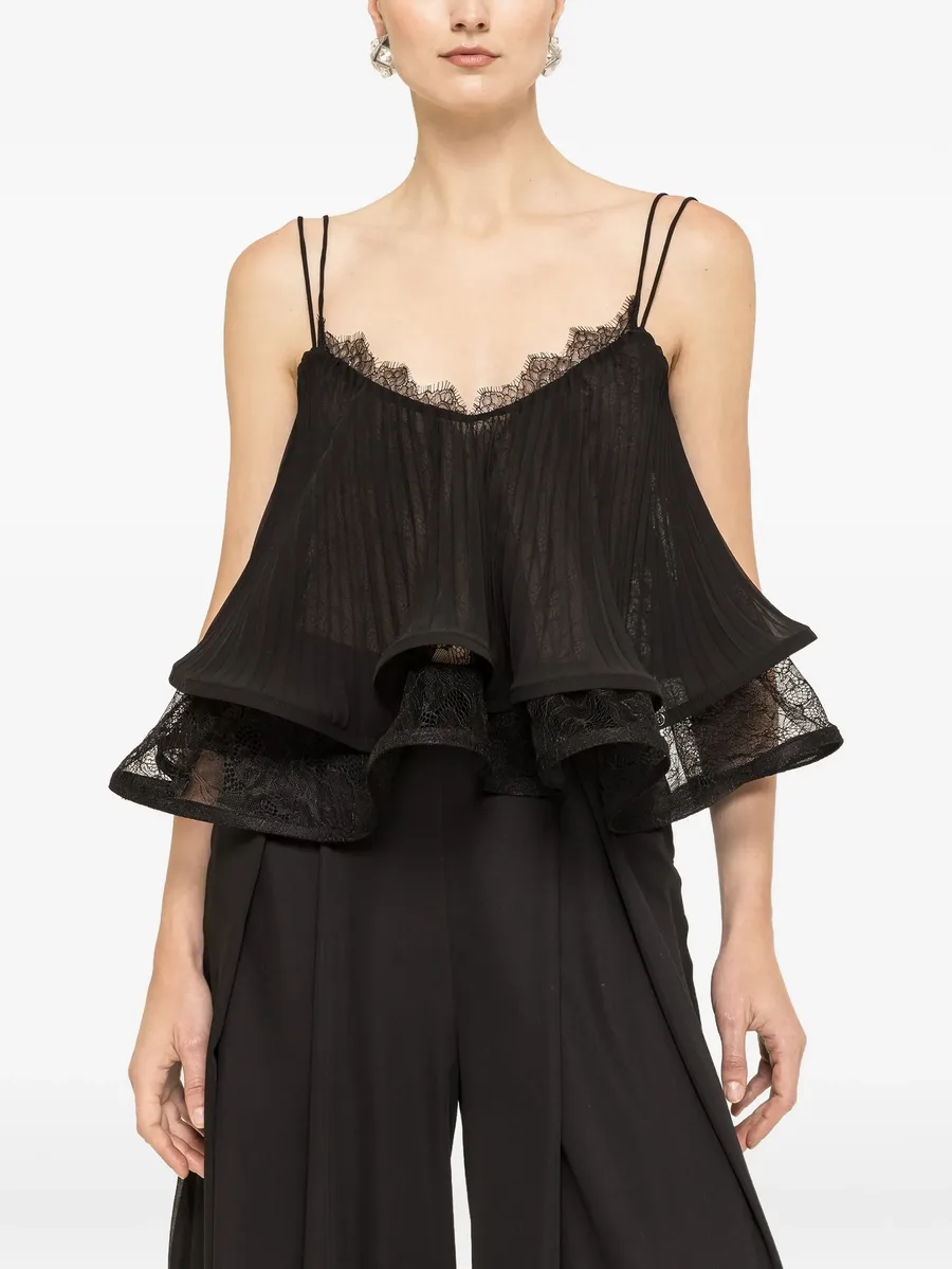 pleated lace-trim broken blouse 1