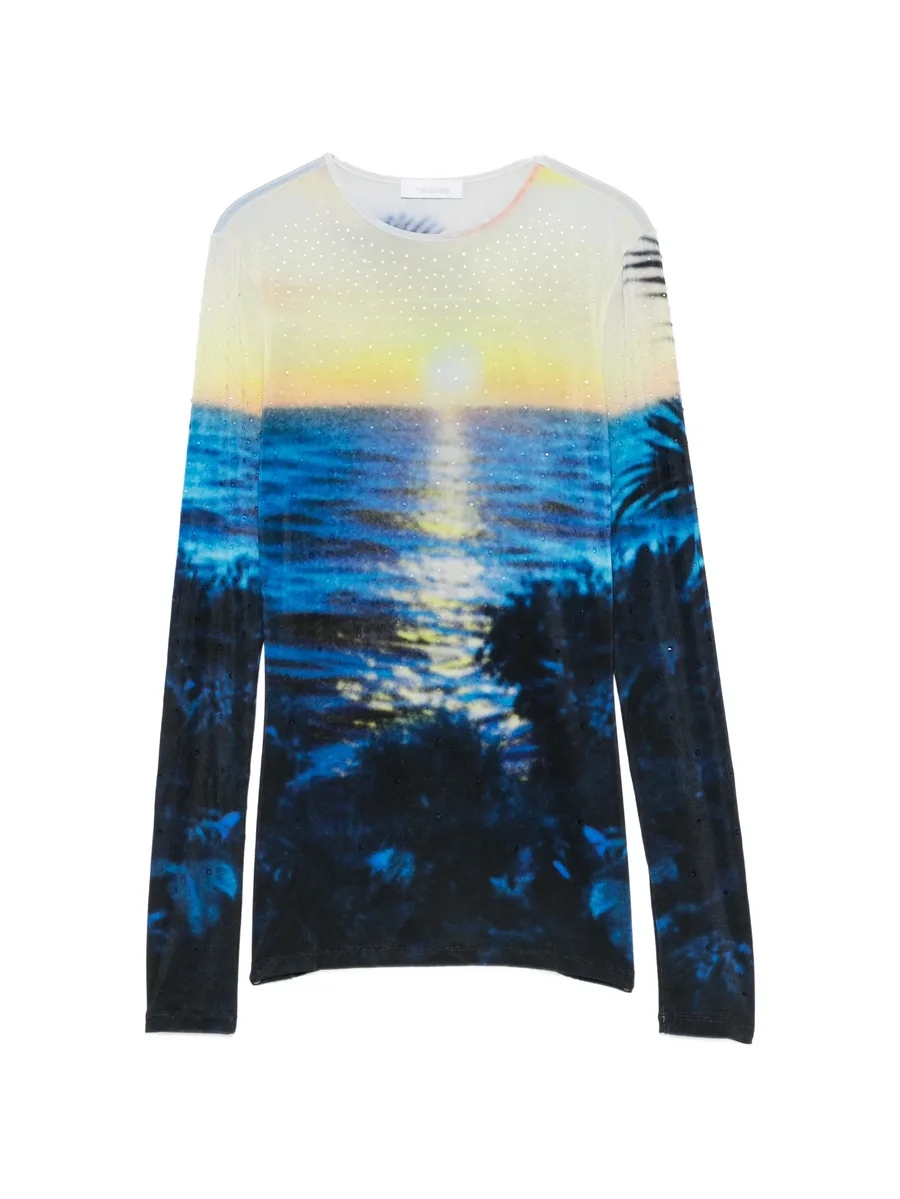 crystal-embellished sunset-print T-shirt 2