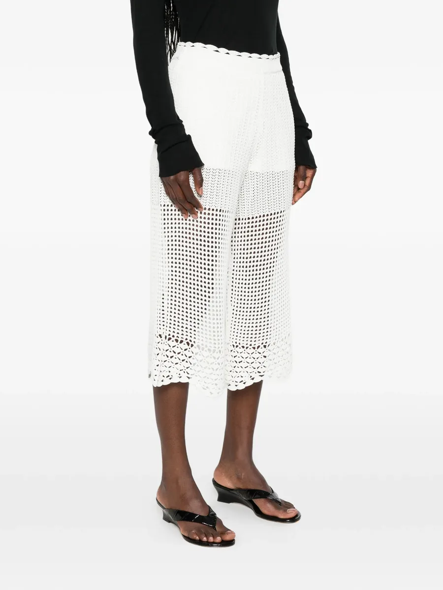 crochet-knit scalloped-hem trousers 5