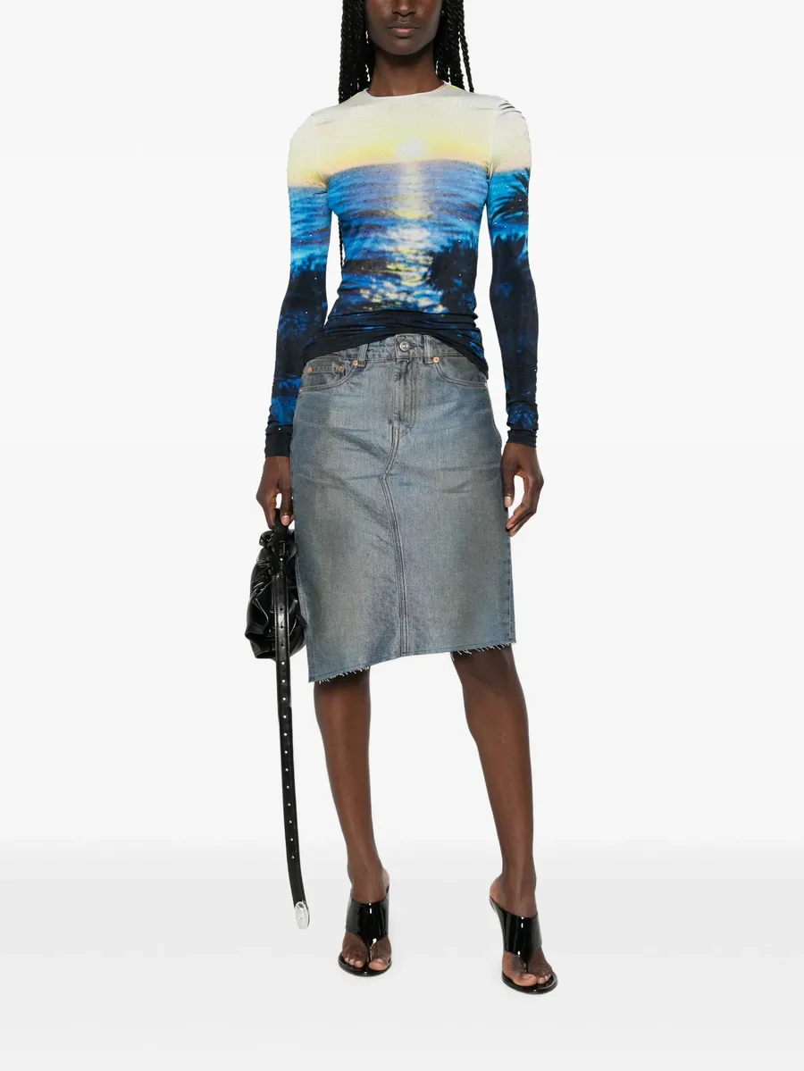 crystal-embellished sunset-print T-shirt 3