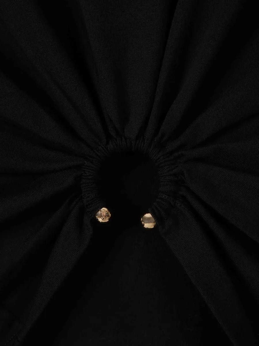 T-shirt in black cotton with signature piercing detail 4