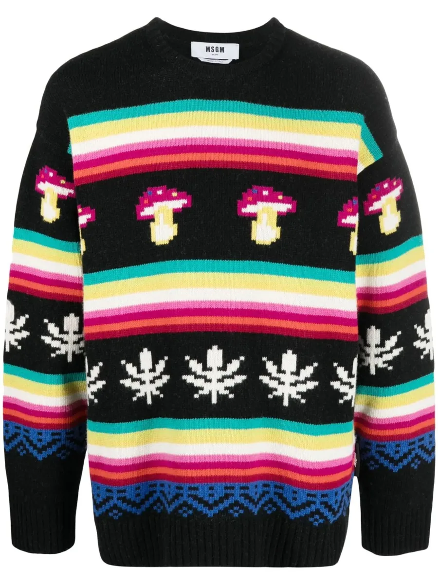 patterned jacquard crew-neck jumper 1