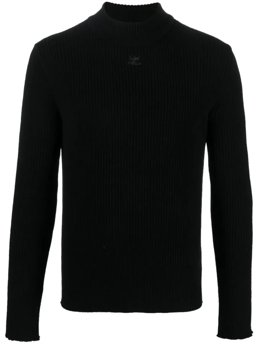 logo-embroidered ribbed-knit jumper 1